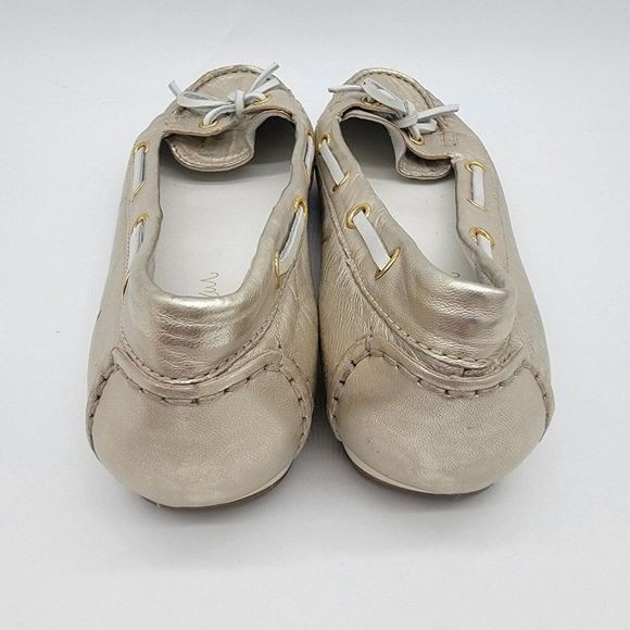 Cole Haan Air Tali Flat Women Size 8.5 B Silver Leather Slip On Loafer Boat Shoe - Picture 5 of 7